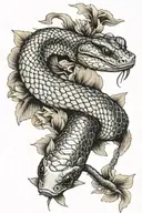 snake with koi fish yi yang pez koi tattoo design idea