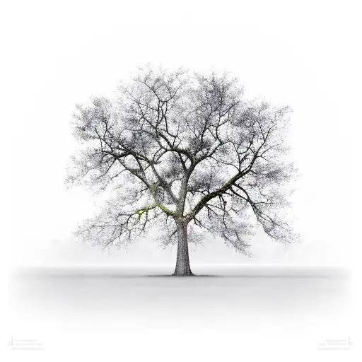 A somber moonlit field of oak trees with motives of regret and hope hanging from the branches tattoo design idea