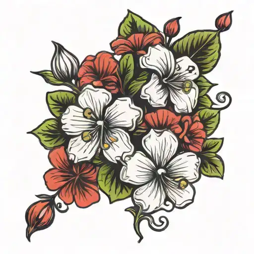 tattoo design on the theme of geranium flower and utopia tattoo design idea