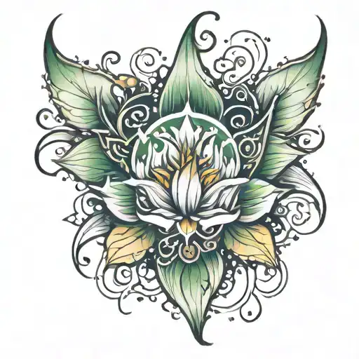 dew on person tattoo design idea