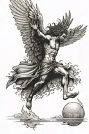 icarus flying towards the sun with his feathers burning tattoo design idea