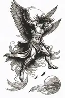 icarus flying towards the sun with his feathers burning tattoo design idea