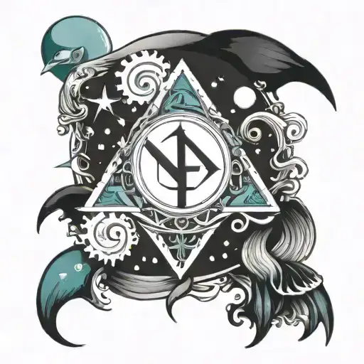 Neptune alchemy symbol tattoo design idea