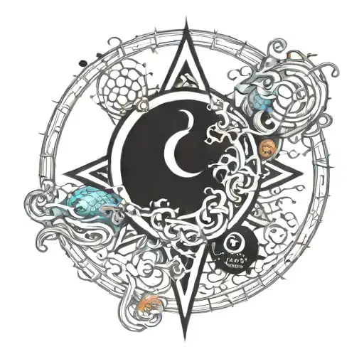 Neptune alchemy symbol tattoo design idea