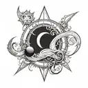Neptune alchemy symbol tattoo design idea