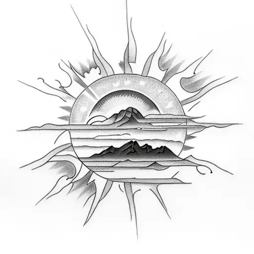 sun and clouds tattoo drawing