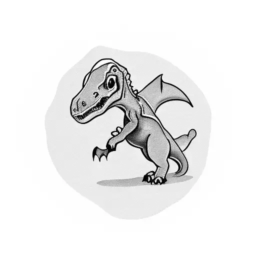 baby dinosaur holding a rattle  tattoo design idea
