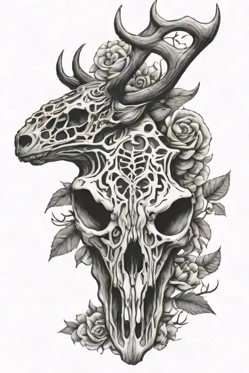 deer skull tattoo design idea