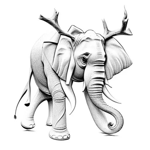It should have an elephant's head and deer horns instead of ivory tattoo design idea
