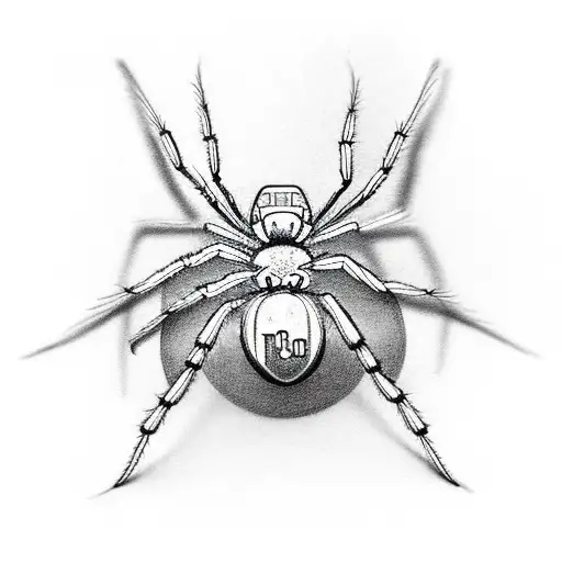 Spider with it's abdomen being a bitcoin, simplistic tattoo for hand tattoo design idea