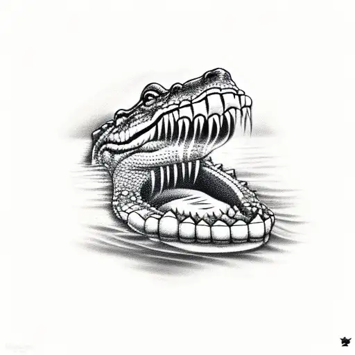 alligator barely floating above the water  tattoo design idea