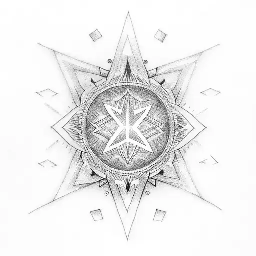 A dotwork tattoo featuring the David Star with binary code flowing around it tattoo design idea