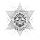 A dotwork tattoo featuring the David Star with binary code flowing around it tattoo design idea