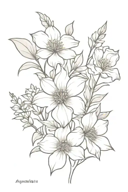 Sketch "August, September, and  November Birth Flower Bouquet" Tattoo Design Idea tattoo design idea