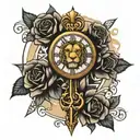 lion rose cross clock sleve tattoo tattoo design idea