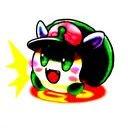 Determined looking Kirby wearing Aztec stone Quetzalcoatl hat tattoo design idea