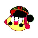 Determined looking Kirby wearing Aztec stone Quetzalcoatl hat tattoo design idea