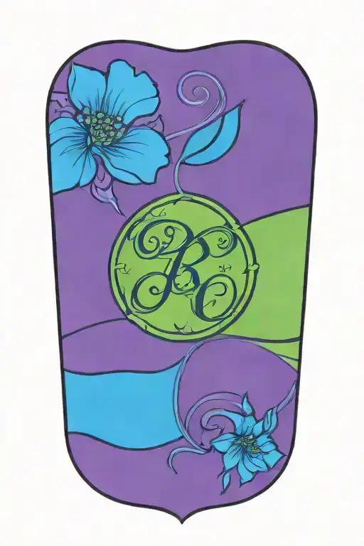 mendhi style flower intertwined with names Remi Heather Dillan tattoo design idea