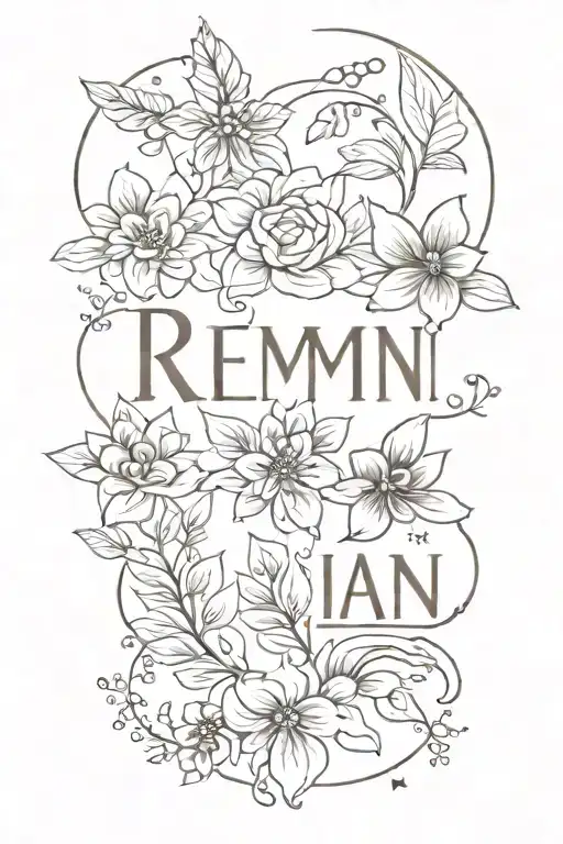 names Remi, Heather and Dillan tattoo design idea