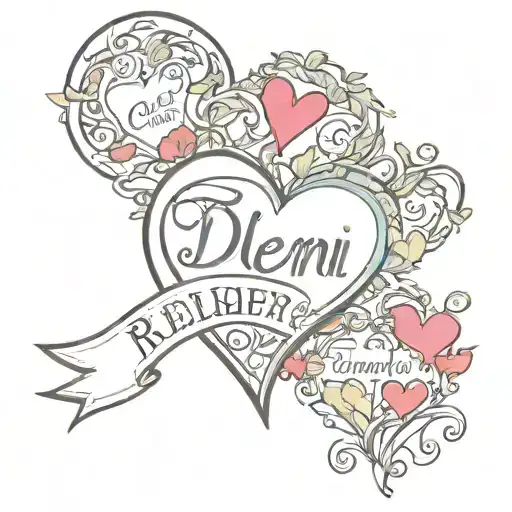 A heart with names Remi, Heather and Dillan  tattoo design idea
