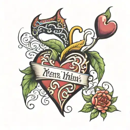 A heart with names Remi, Heather and Dillan  tattoo design idea