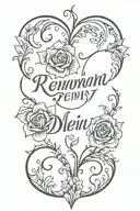 ornamental with names Remi, Heather and Dillan written inside tattoo design idea