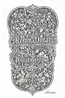 ornamental with names Remi, Heather and Dillan wriien inside tattoo design idea