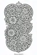ornamental with names Remi, Heather and Dillan wriien inside tattoo design idea