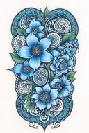 mendhi style flower intertwined with names Remi Heather Dillan tattoo design idea