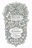 ornamental with names Remi, Heather and Dillan wriien inside tattoo design idea