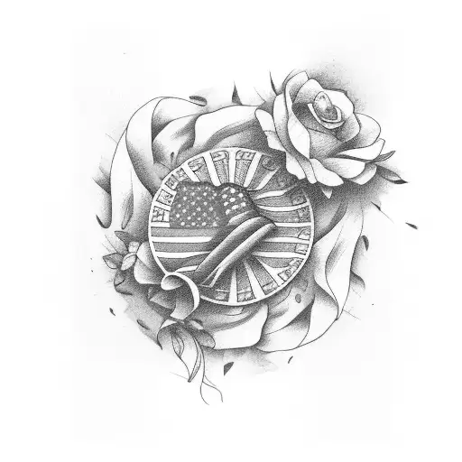 Flowers with the american and filipino flag around it.  tattoo design idea