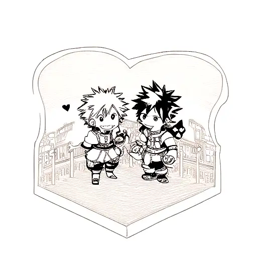 kingdom hearts my hero academia on a heart  tattoo design idea