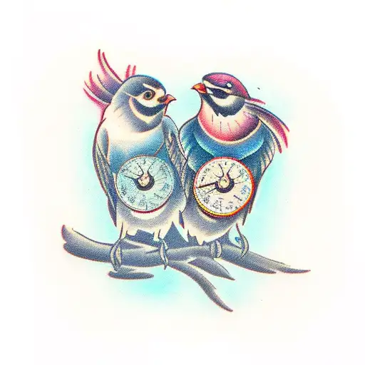 two birds tattoo design idea