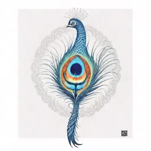 Peacock feather with shivas third eye  tattoo design idea
