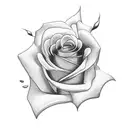 Bella cursive name rose tattoo design idea