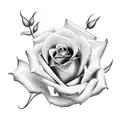 Bella cursive name rose tattoo design idea