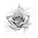 Bella cursive name rose tattoo design idea