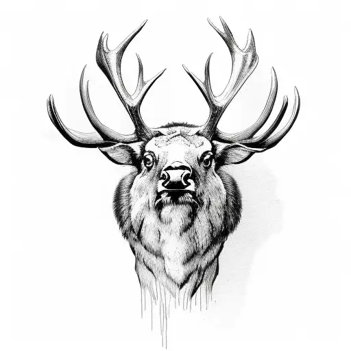 Elk head tattoo design idea