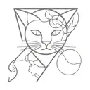 cat and globe  tattoo design idea