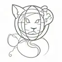 cat and globe  tattoo design idea