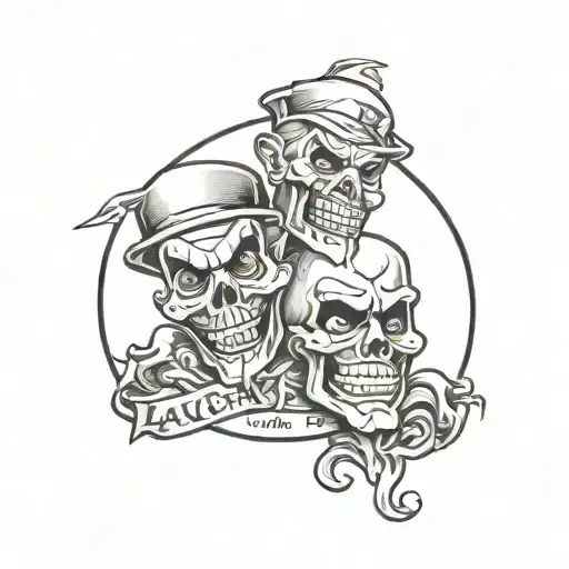 laugh now cry later with gang tattoo design featuring tattoo design idea