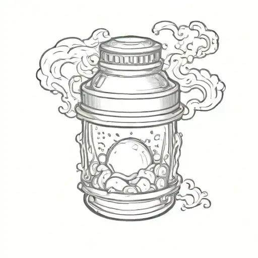 salt shaker with world inside and lid on fire tattoo design idea