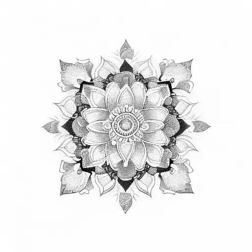 Mandala with flowers tattoo design idea