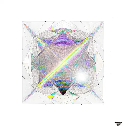 prism with rainbow coming out and inside prism the numbers 3:33 tattoo design idea