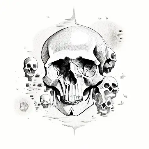 skull with lost souls  tattoo design idea