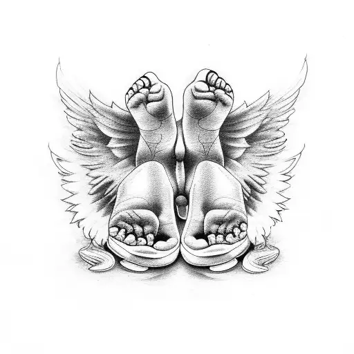 baby feet with angel wings  tattoo design idea