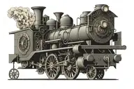 steam train tattoo design idea