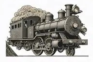 steam train tattoo design idea