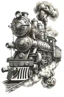 steam train tattoo design idea