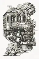 steam train tattoo design idea